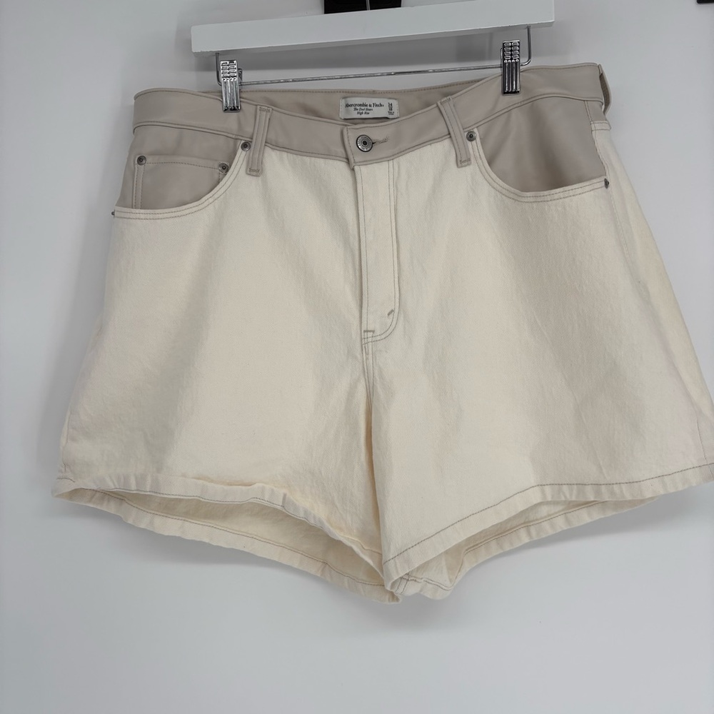 Abercrombie and Fitch Curve Love Dad Shorts Leather Trim Size 34/18